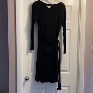 Boden Black Faux Wrap Scoop Neck Dress sz 10